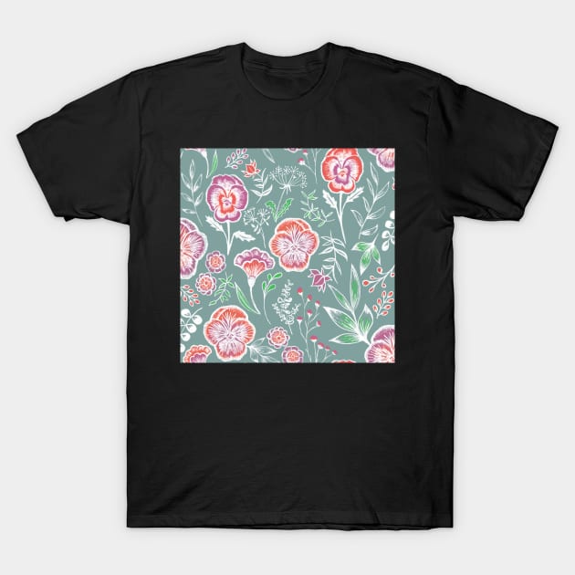 Pansy floral garden T-Shirt by Papergrape